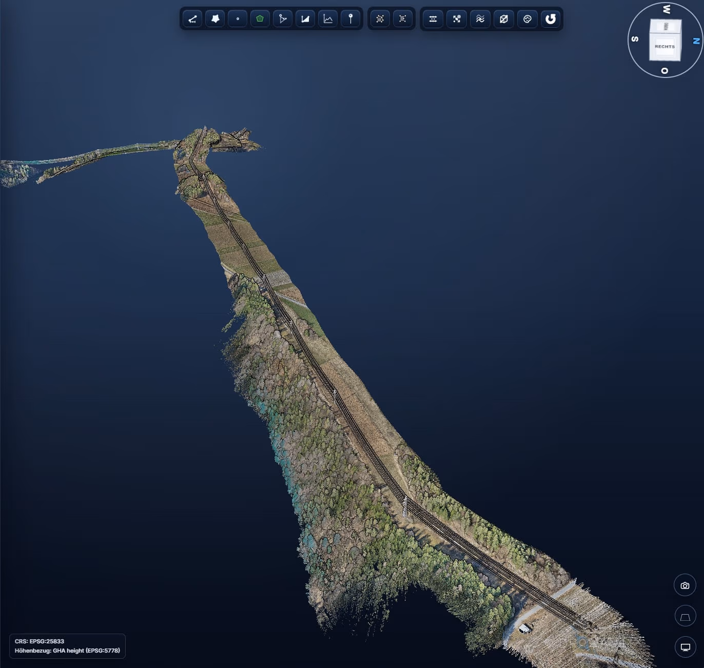 Power line corridor as a georeferenced point cloud