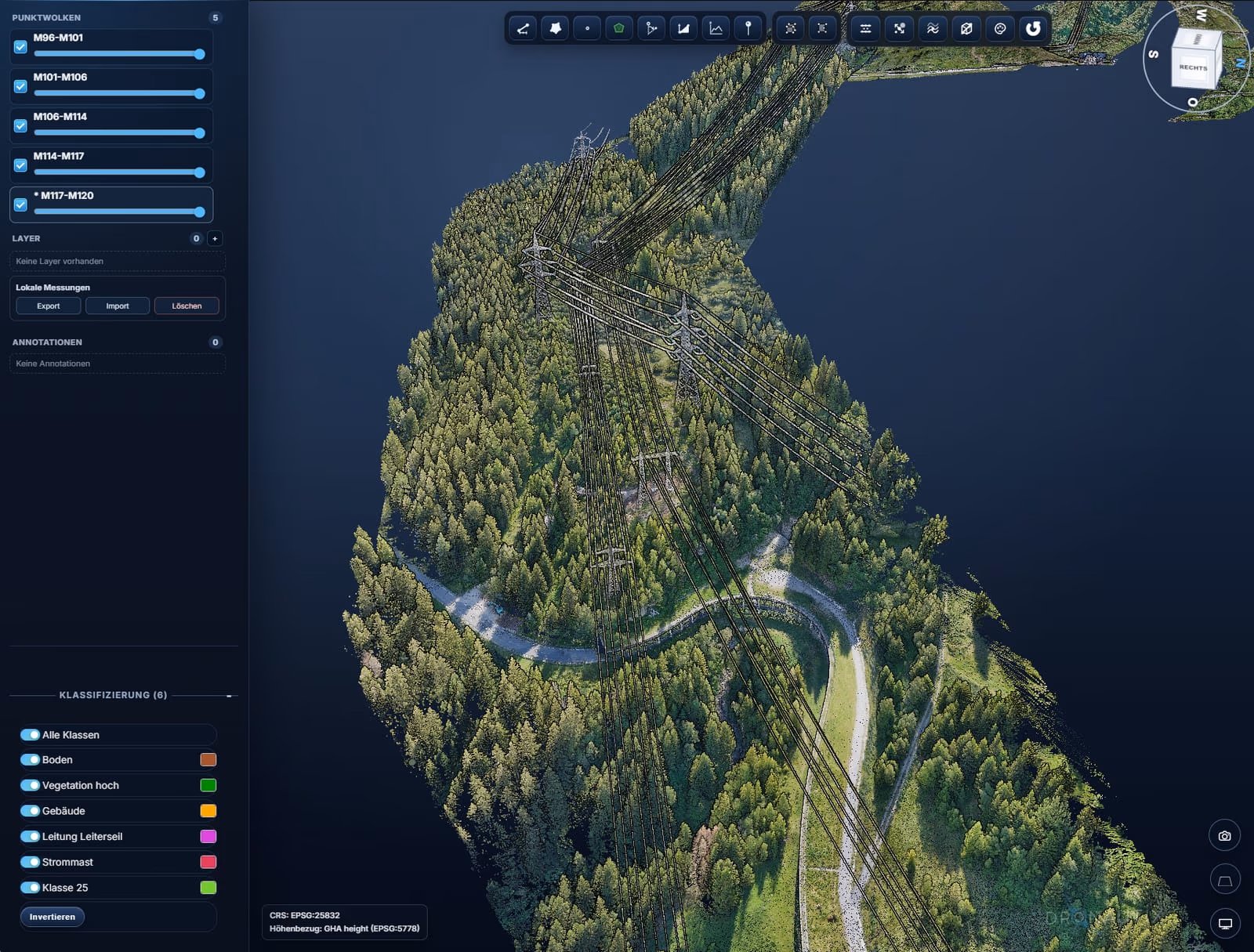 Visura point cloud viewer with a classified point cloud